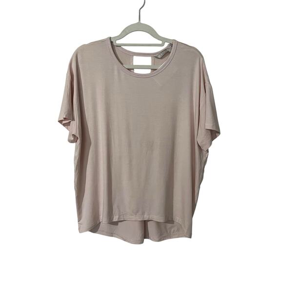 Athleta Women’s Cloudlight Open Back Tee Medium Blush Pink Athleisure Yoga Top - Picture 1 of 10